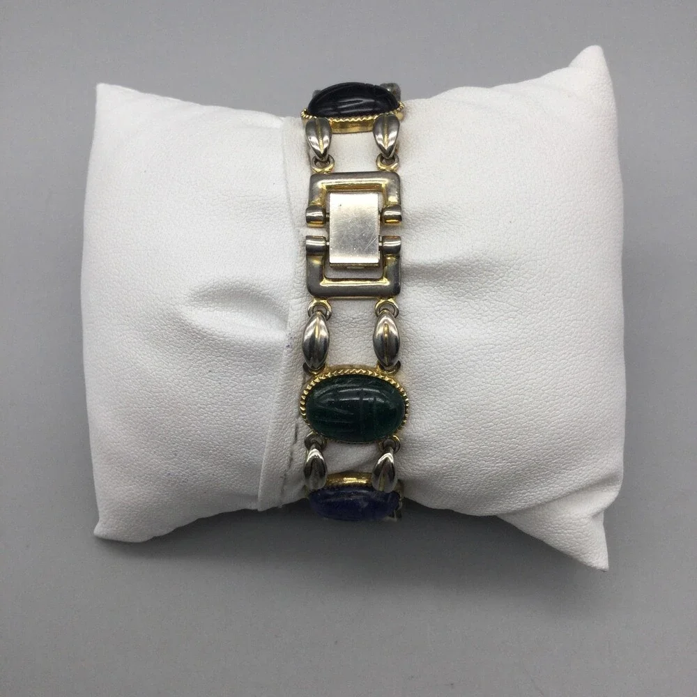 Cardini Womens Watch 21mm MOP Dial Multicolor Scarab Bracelet New Battery 6.75